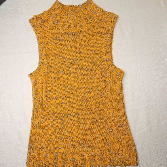 Anthropologie Orange Sunrise Sleeveless Sweater Tank Top Size S Mock Neck - Picture 7 of 9